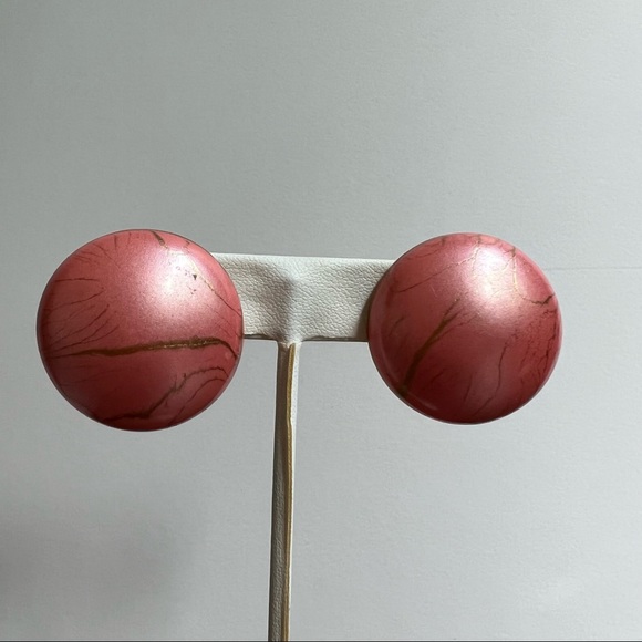 Vintage Pink Swirl Statement Earrings - Picture 3 of 6